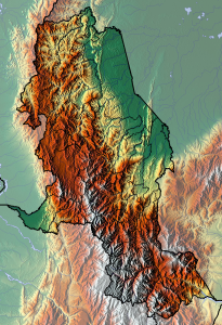 Mapa físico en blanco del departamento de Norte de Santander.