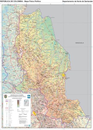 Mapa físico del departamento de Norte de Santander