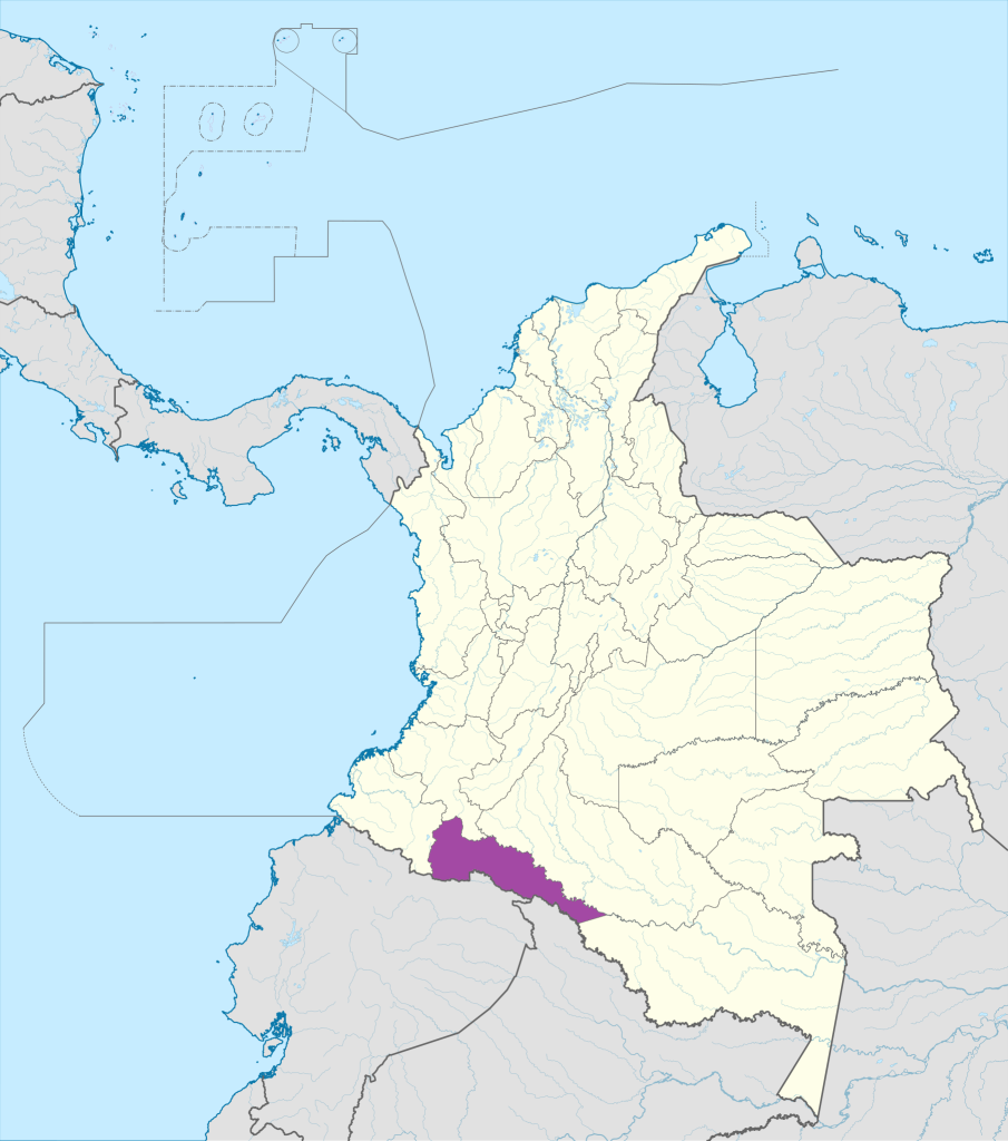 Mapa de ubicación del departamento del Putumayo en Colombia.