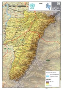 Mapa topográfico del departamento del Quindío.
