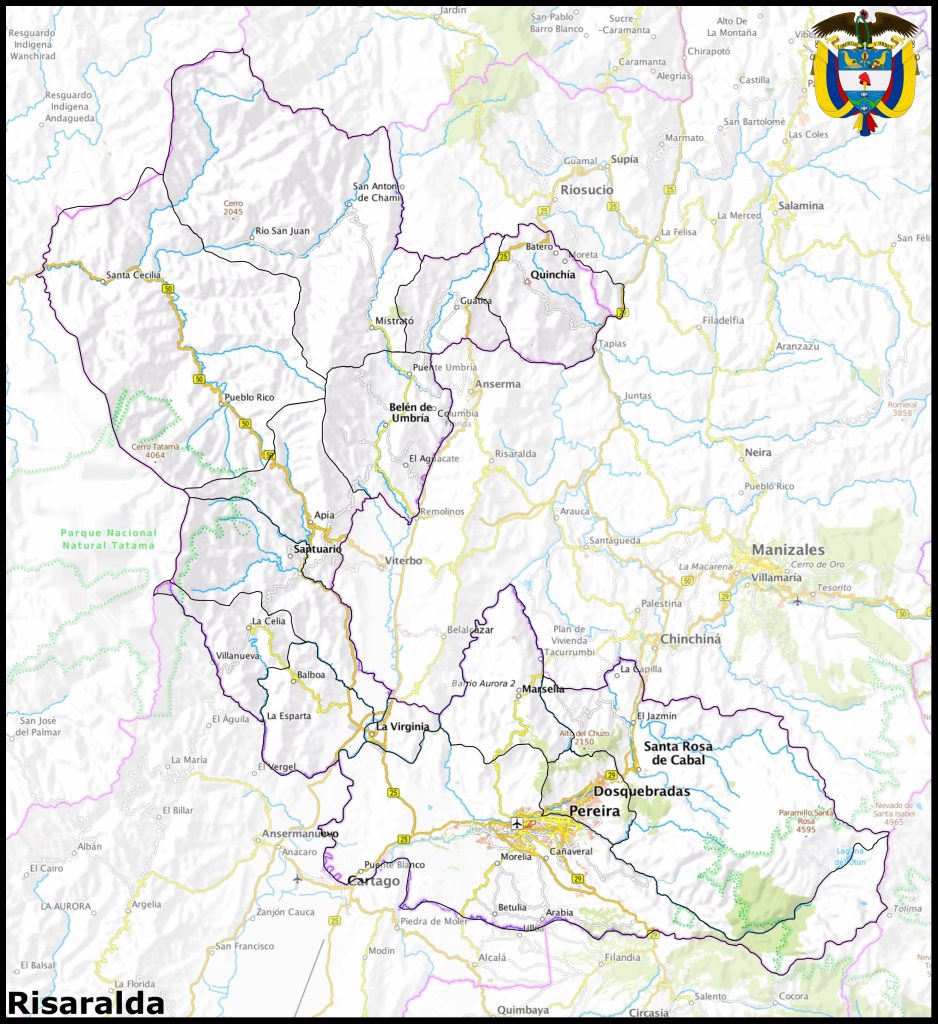 Mapa del departamento de Risaralda.