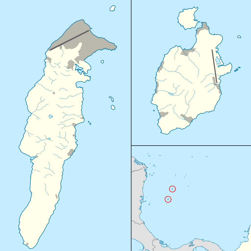 Mapa mudo de San Andrés, Providencia y Santa Catalina.