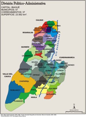 Mapa político del departamento del Tolima