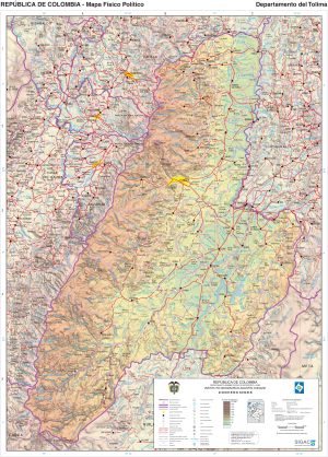 Mapa físico del departamento del Tolima