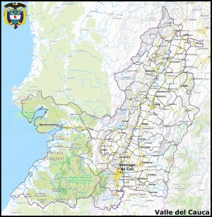 Mapa del departamento del Valle del Cauca