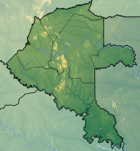 Mapa físico en blanco del departamento del Vaupés.