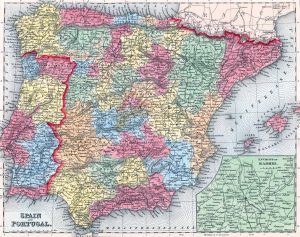 Mapa de España y Portugal 1857.
