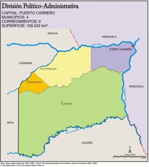 Mapa político del departamento del Vichada