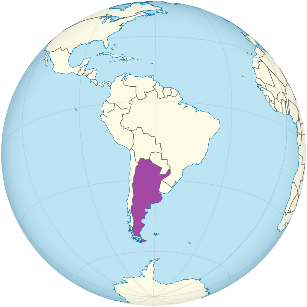 Mapa de ubicación de Argentina.