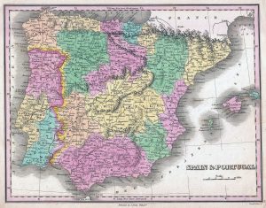 Mapa de España y Portugal de 1827