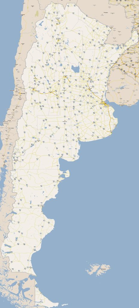 Mapa de carreteras de Argentina.