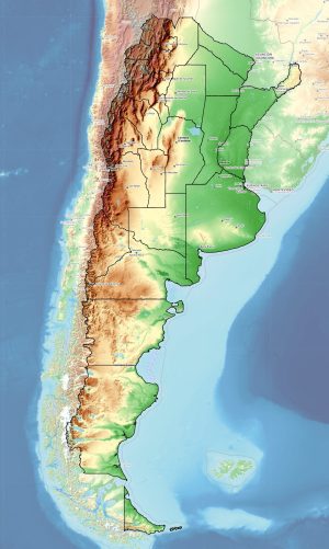 Mapa físico de Argentina