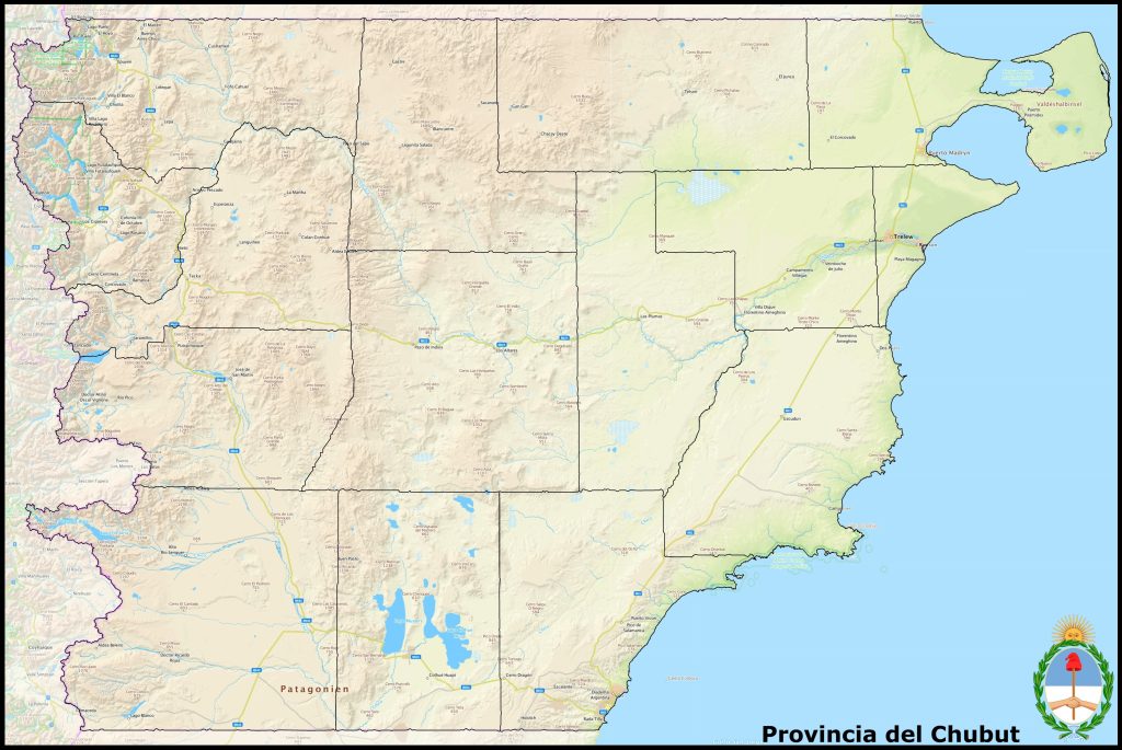 Mapa de la provincia del Chubut.