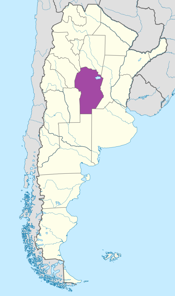 Mapa de ubicación de la provincia de Córdoba en Argentina.