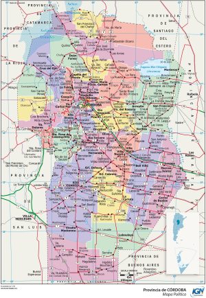 Mapa político de la provincia de Córdoba (Argentina)