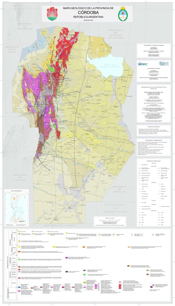 Mapa geológico de la provincia de Córdoba (Argentina).