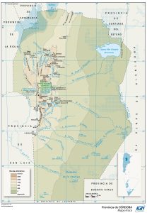 Mapa geográfico de la provincia de Córdoba.