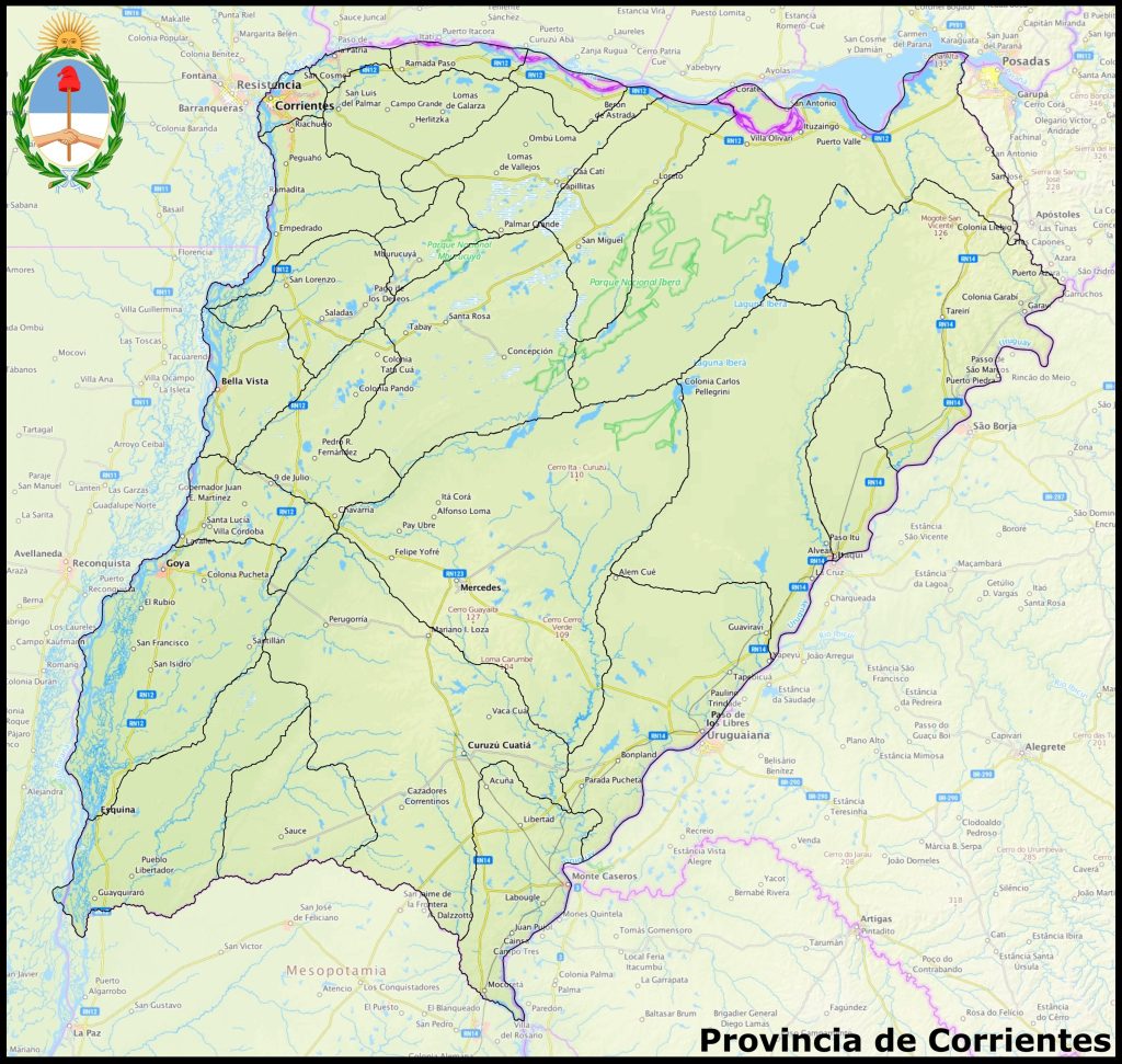 Mapa de la provincia de Corrientes.