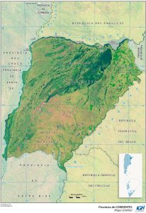 Mapa satelital de la provincia de Corrientes.