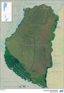 Mapa satelital de la provincia de Entre Ríos.