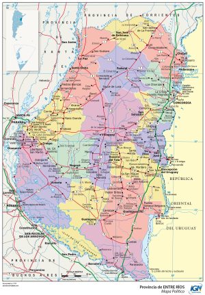 Mapa político de la provincia de Entre Ríos