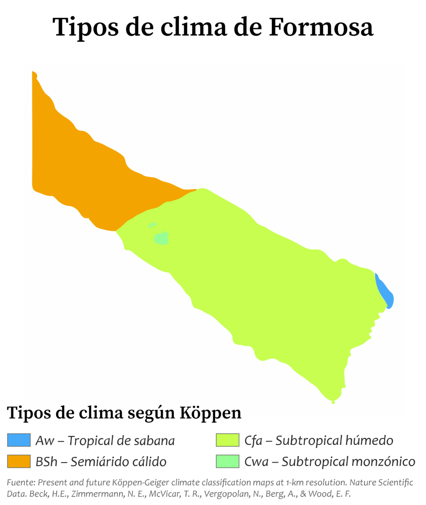 Mapa climático de la provincia de Formosa.
