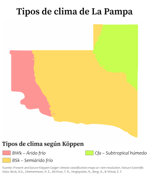 Mapa climático de la provincia de La Pampa