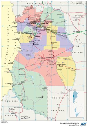 Mapa político de la provincia de Mendoza