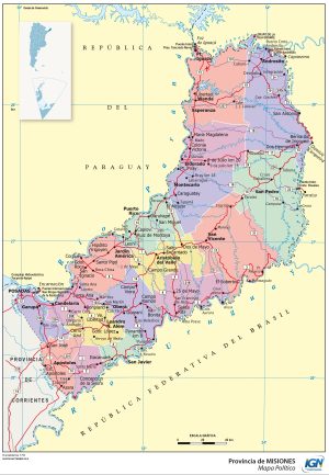 Mapa político de la provincia de Misiones