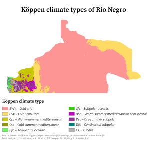 Mapa climático de la provincia de Río Negro