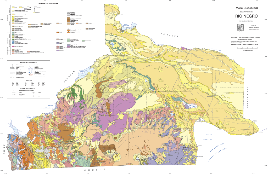 Mapa geológico de la provincia de Río Negro.