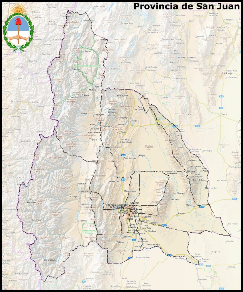 Mapa de la provincia de San Juan (Argentina).