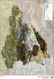 Mapa satelital de la provincia de San Juan (Argentina).