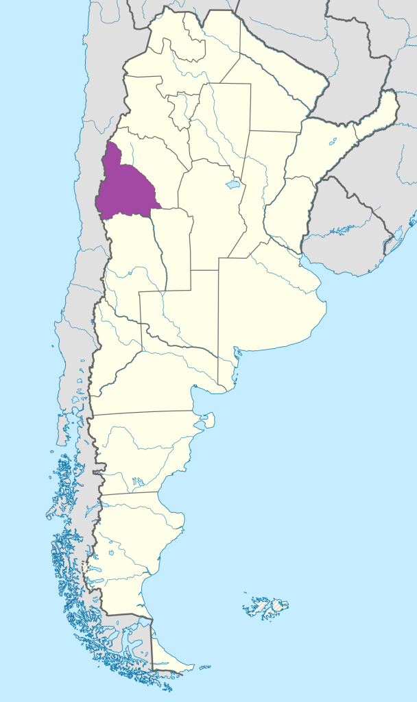Mapa de ubicación de la provincia de San Juan en Argentina.