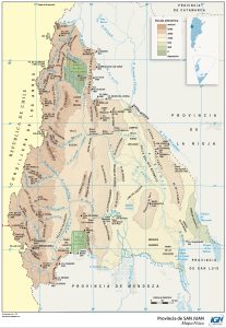 Mapa geográfico de la provincia de San Juan (Argentina).