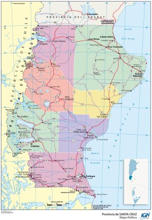 Mapa político de la provincia de Santa Cruz (Argentina)