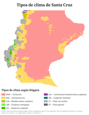 Mapa climático de la provincia de Santa Cruz (Argentina)