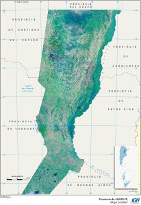 Mapa satelital de la provincia de Santa Fe.