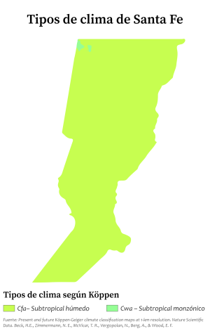 Mapa climático de la provincia de Santa Fe