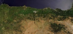 Imagen de satélite de la Cordillera Cantábrica. Imagen de satélite de la Cordillera Cantábrica.
