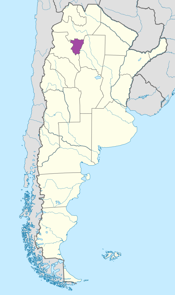 Mapa de ubicación de la provincia de Tucumán en Argentina.
