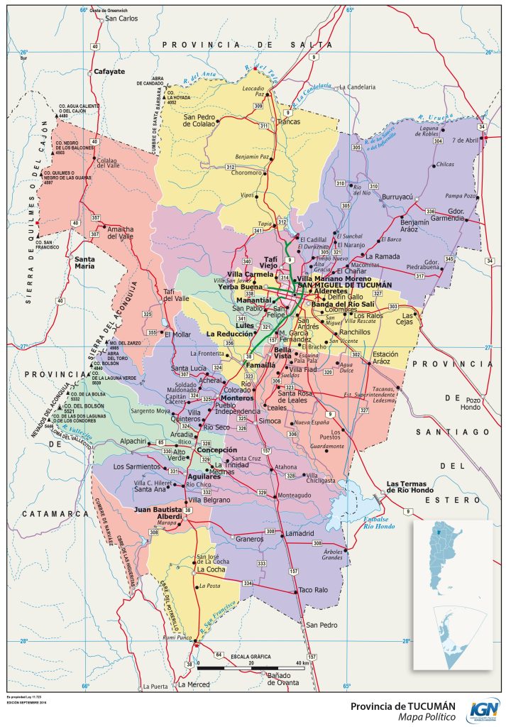 Mapa político de la provincia de Tucumán.