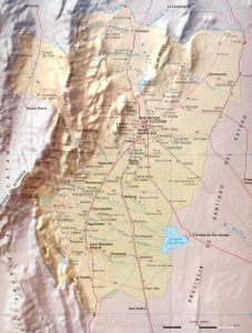 Mapa de relieve sombreado de la provincia de Tucumán.