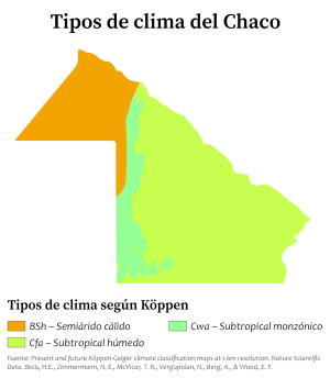 Mapa climático de la provincia del Chaco