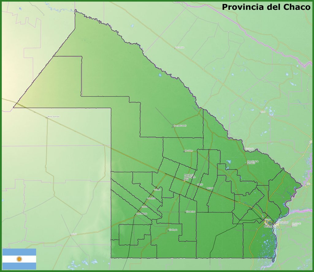 Mapa físico de la provincia del Chaco.