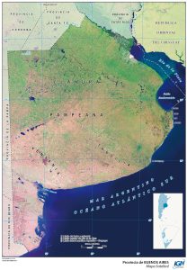 Mapa satelital de la provincia de Buenos Aires.