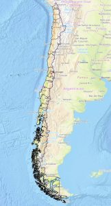 Mapa de la República de Chile.