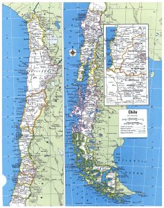 Mapa politico de Chile.