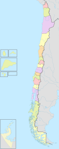 Mapa mudo coloreado de Chile.