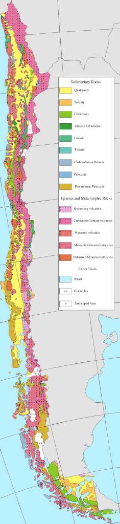Mapa geológico de Chile.